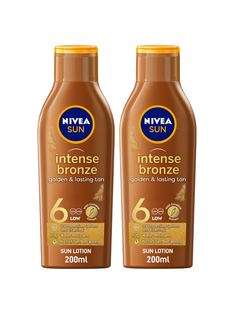 Nivea لوشن تان الشمس برونز مكثف مع فيتامين E SPF 6 عبوة من 2 - Image 1