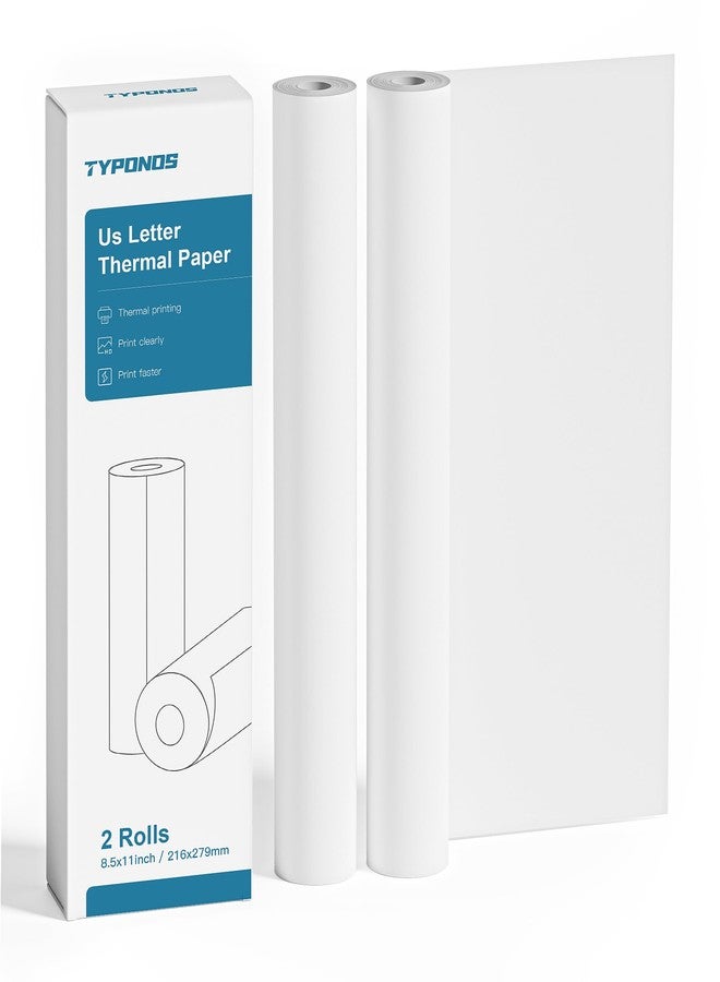 TYPONOS D820 Thermal Printer Paper 8.5 x 11 Inch, Continuous Thermal Paper Roll, US Letter Size printing paper Compatible with D820 Portable Printer, 2 Rolls - Image 1