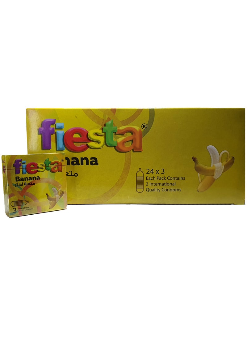 FIESTA Fiesta Banana - Ribbed & flavoured Condoms - 24 Packs of 3 Pcs  - Image 1