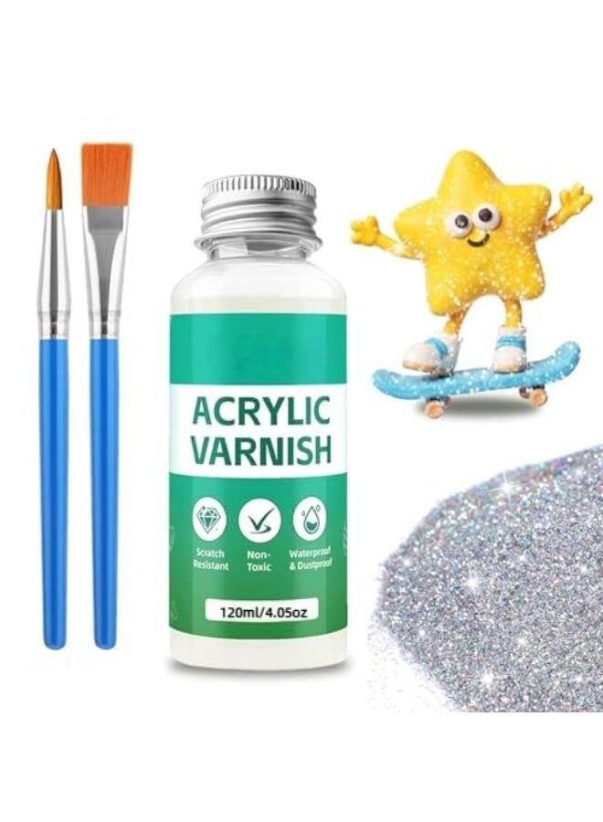 Air Dry Clay Glaze Varnish Set Scratch Resistant, Prevent Cracking, Long Lasting Shine, for Ceramics, Oil Paintings (120ML Gloss Finish) - Image 1