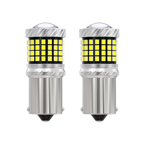 Automaze 1156 BA15S 180° Pin Canbus LED Car Bulbs – 87 LED Chips, 10W 870 LM, Backup Reverse Lights – Check Connector Before Ordering – 1-Year Warranty (White, Pack of 2) - Image 1