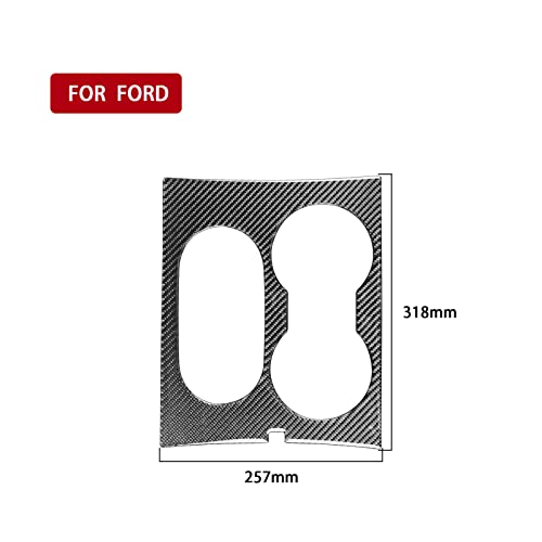 PJFUS Car Central Control Gear Shift Knob Cup Holder Panel Cover Trim Real Carbon Fiber Stickers for Ford F150 2004 2005 2006 2007 2008 (Black) - Image 3