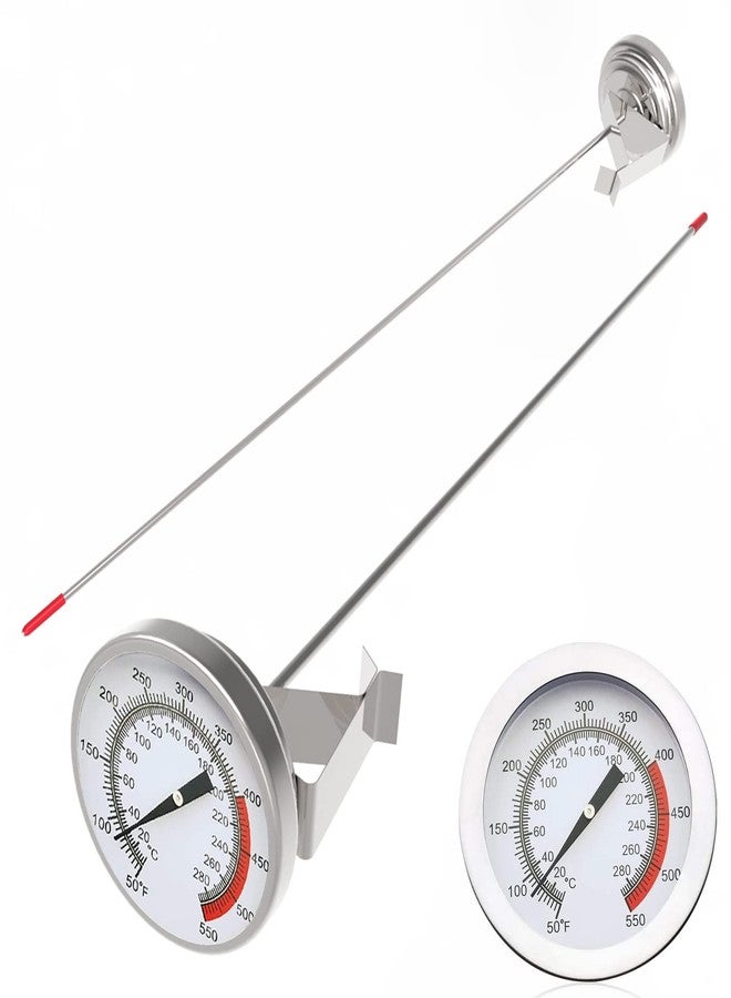 Lightbeam 16" Long Stem Deep Fry Thermometer (2 Pack) with Pot Clip, Instant Read 2" Dial Meat BBQ Turkey Thermometer Candy Thermometer for Deep Fry, Turkey, Grill, Candy & Coffee etc - Image 1