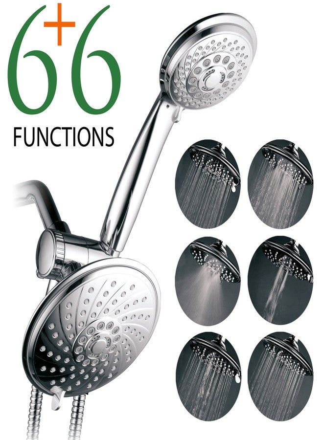 Hotel Spa HotelSpa Handheld Shower & 6" Rain Showerhead Combo - High Pressure 30 Function Dual 2 in 1 Shower Head System with Stainless Steel Hose, Patented 3-way Water Diverter, All-Chrome Finish Top USA Brand - Image 2