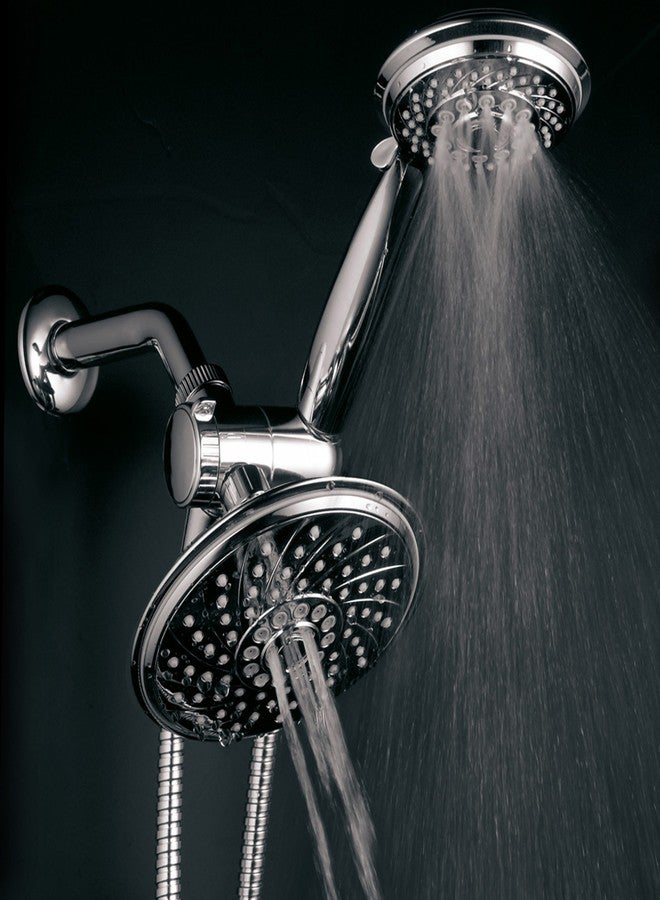 Hotel Spa HotelSpa Handheld Shower & 6" Rain Showerhead Combo - High Pressure 30 Function Dual 2 in 1 Shower Head System with Stainless Steel Hose, Patented 3-way Water Diverter, All-Chrome Finish Top USA Brand - Image 4