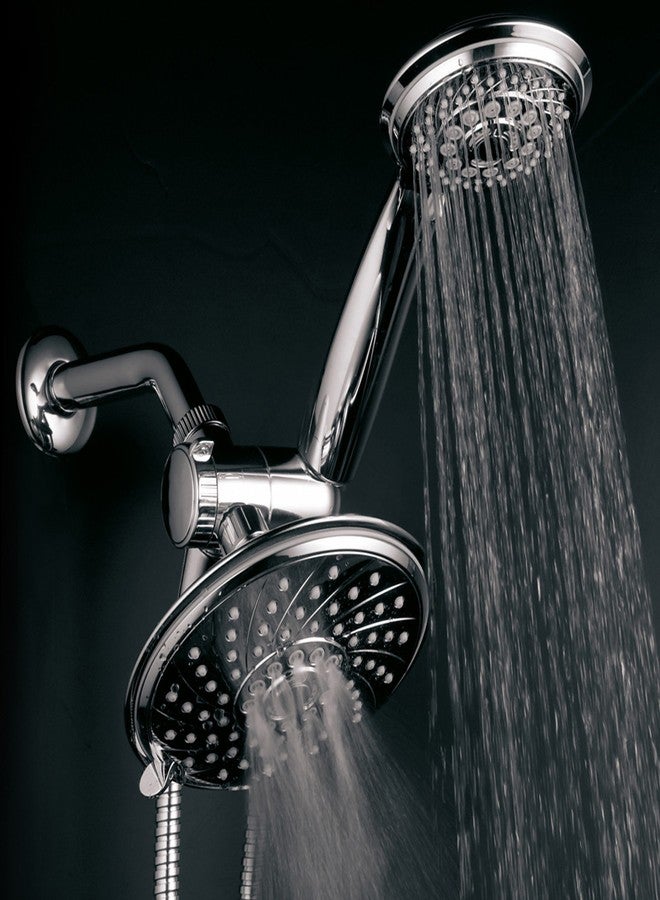 Hotel Spa HotelSpa Handheld Shower & 6" Rain Showerhead Combo - High Pressure 30 Function Dual 2 in 1 Shower Head System with Stainless Steel Hose, Patented 3-way Water Diverter, All-Chrome Finish Top USA Brand - Image 3