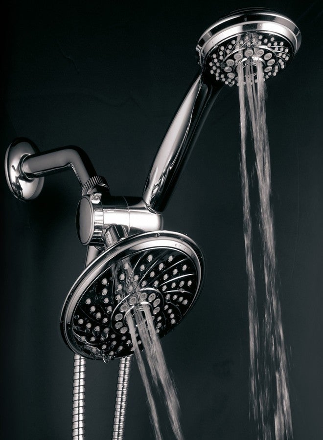 Hotel Spa HotelSpa Handheld Shower & 6" Rain Showerhead Combo - High Pressure 30 Function Dual 2 in 1 Shower Head System with Stainless Steel Hose, Patented 3-way Water Diverter, All-Chrome Finish Top USA Brand - Image 5