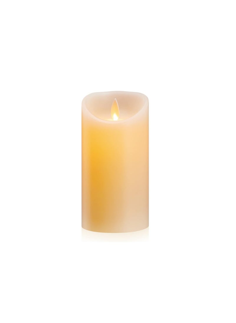 Mado Gallery Ivory Plastic LED Pillar Candle – Flameless Battery-Operated with Realistic Flickering Flame for Home Décor, Weddings & Events – Sizes 7.5×10 cm to 7.5×25 cm, 1/3/6 pcs Options - Image 1