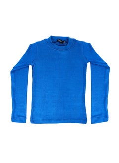 Mock Neck Lightweight Girls Top - Blue