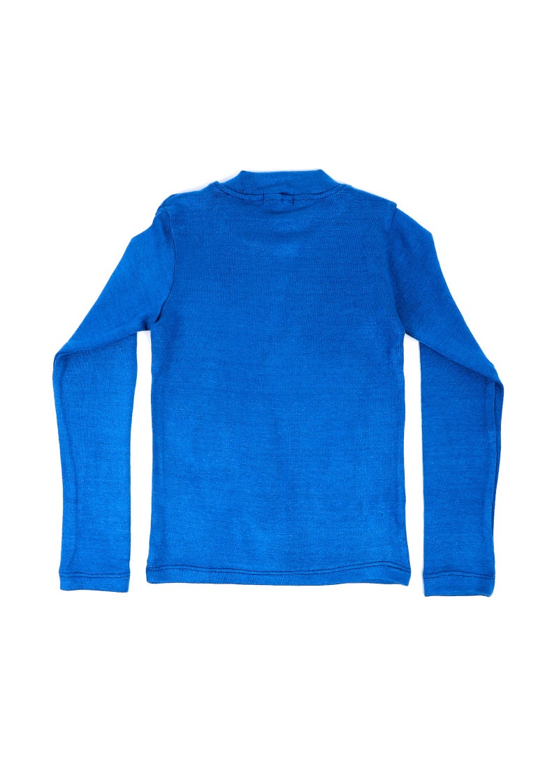 Andora - Mock Neck Lightweight Girls Top - Blue - Image 1