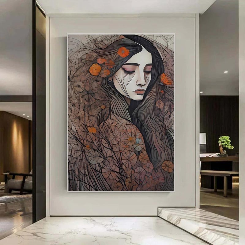 Marktna Canvas painting of a girl with a hollow frame, size (60×90), one piece - Image 3