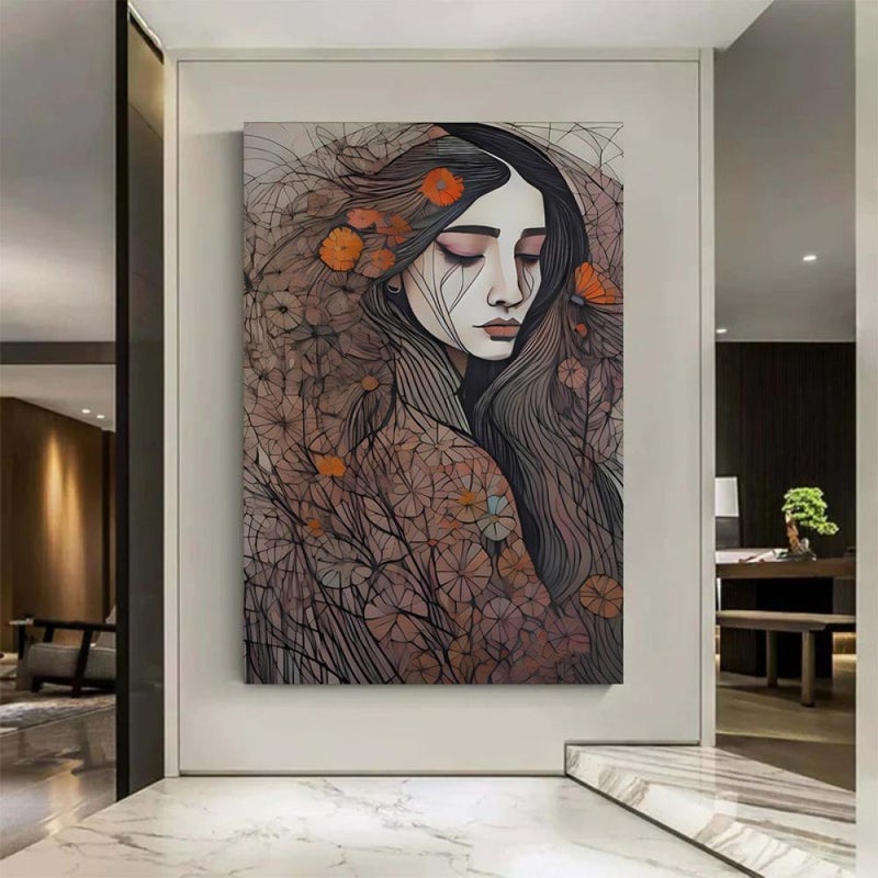 Marktna Canvas painting of a girl with a hollow frame, size (60×90), one piece - Image 2