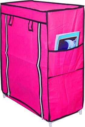 SIMSAN SIMSAN Store Organisers Plastic 4 Shelves Premium Multipurpose Storage Shoe Rack with Dustproof Cover Pink 4 shelf - Image 5
