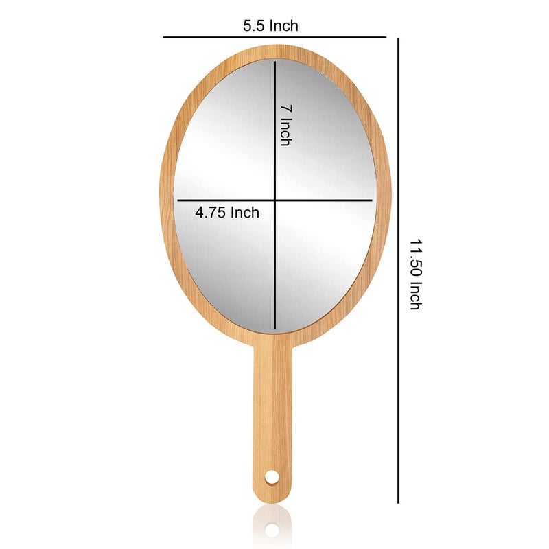 Fantasy Mirror Wooden Handle Mirror Oval Shape for Shaving Makeup  Grooming 125  - Image 3