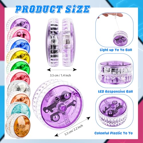Drayear 20 Pack LED Light Up Yo Yo Plastic Yoyo Glow in The Dark Yoyo Toys for Kids Party Favors Birthday Gifts Classroom Prizes Carnival Bulk Toys 10 Colors - Image 5