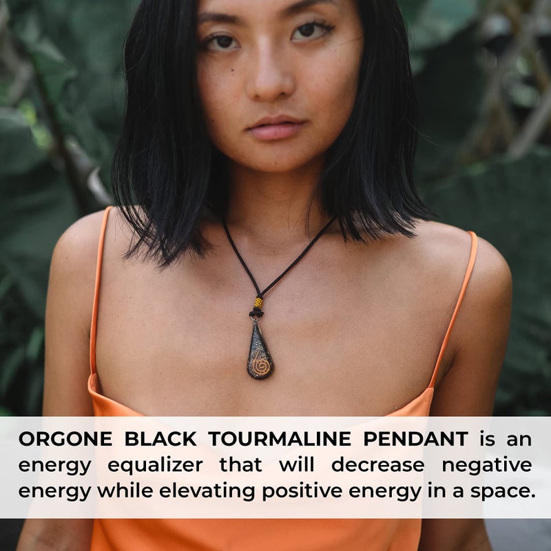 Orgonite Crystal Emotional Body Purification Black Tourmaline Orgone Crystal Tear Drop pendant for Strengthen Immune System - Swallows Negative Energy - Positivity - Image 4