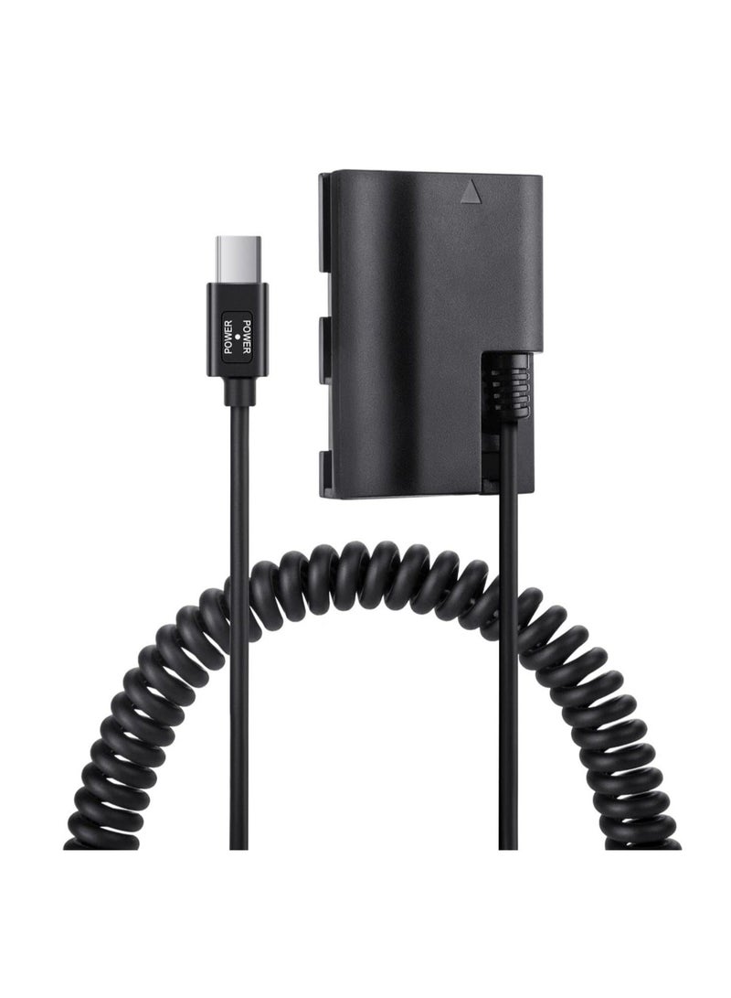 Captaintech LP-E6 Dummy Battery Decoded, LP-E6 Battery Replacement with Type-C Spring Power Adapter Cable for Canon EOS R R5 R6 5DS 5DSR 90D 80D 70D 60D 5D Mark II III IV 6D Mark II 7D Mark II Cameras - Image 1