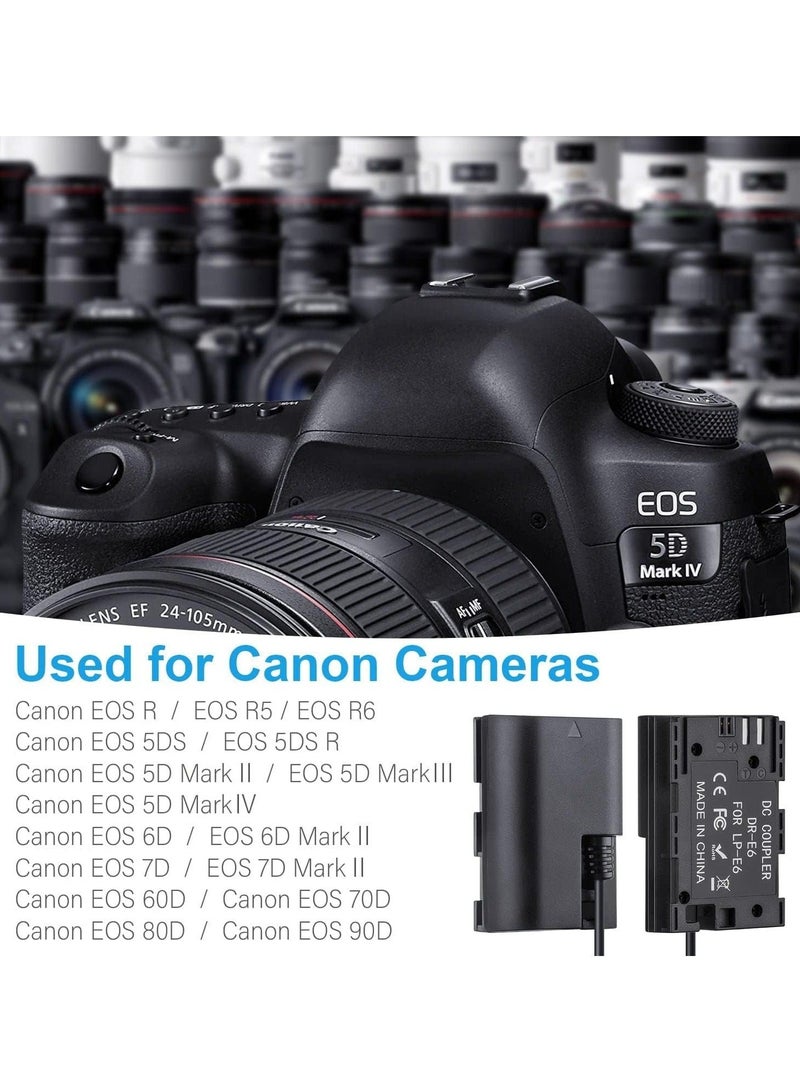 Captaintech LP-E6 Dummy Battery Decoded, LP-E6 Battery Replacement with Type-C Spring Power Adapter Cable for Canon EOS R R5 R6 5DS 5DSR 90D 80D 70D 60D 5D Mark II III IV 6D Mark II 7D Mark II Cameras - Image 4