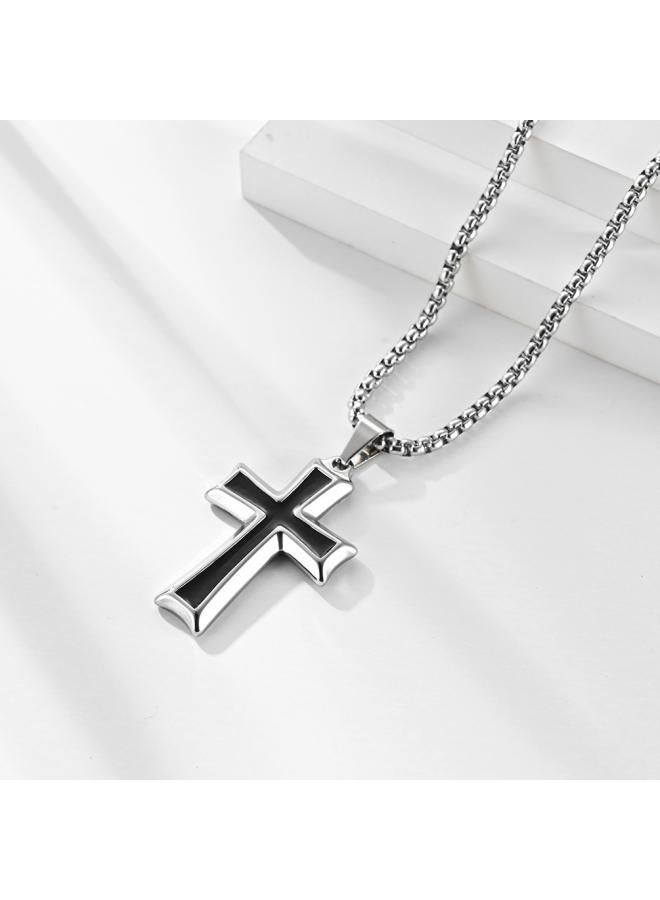 GELESE European And American Simple Jewelry Trendy Men's Cross Stainless Steel Pendant Necklace Calm And Elegant Same Style Direct Hair