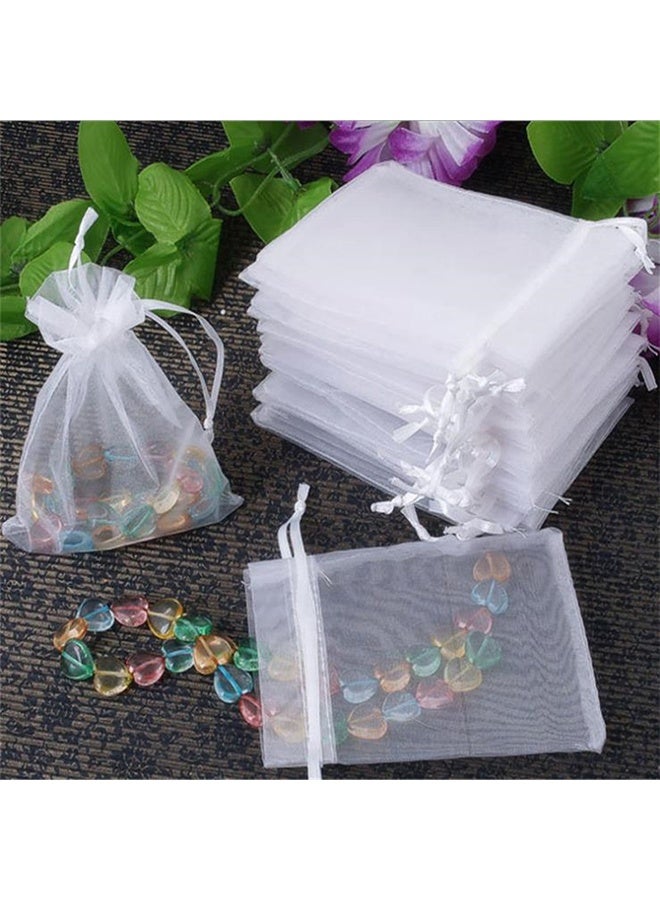 50 Pcs Small Organza Bags 7 x 9 cm White Gift Drawstring Bags Jewelry Pouches Wedding Favour Bags for Party Birthday Seashell Candy Chocolate - Image 3