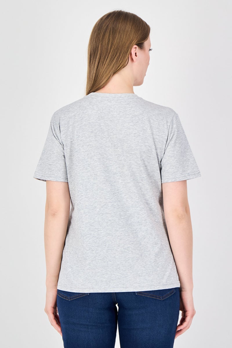 Fudo Comforts By Fudo Women Crew Neck Short Sleeve Heather T-Shirt, Grey - Image 2