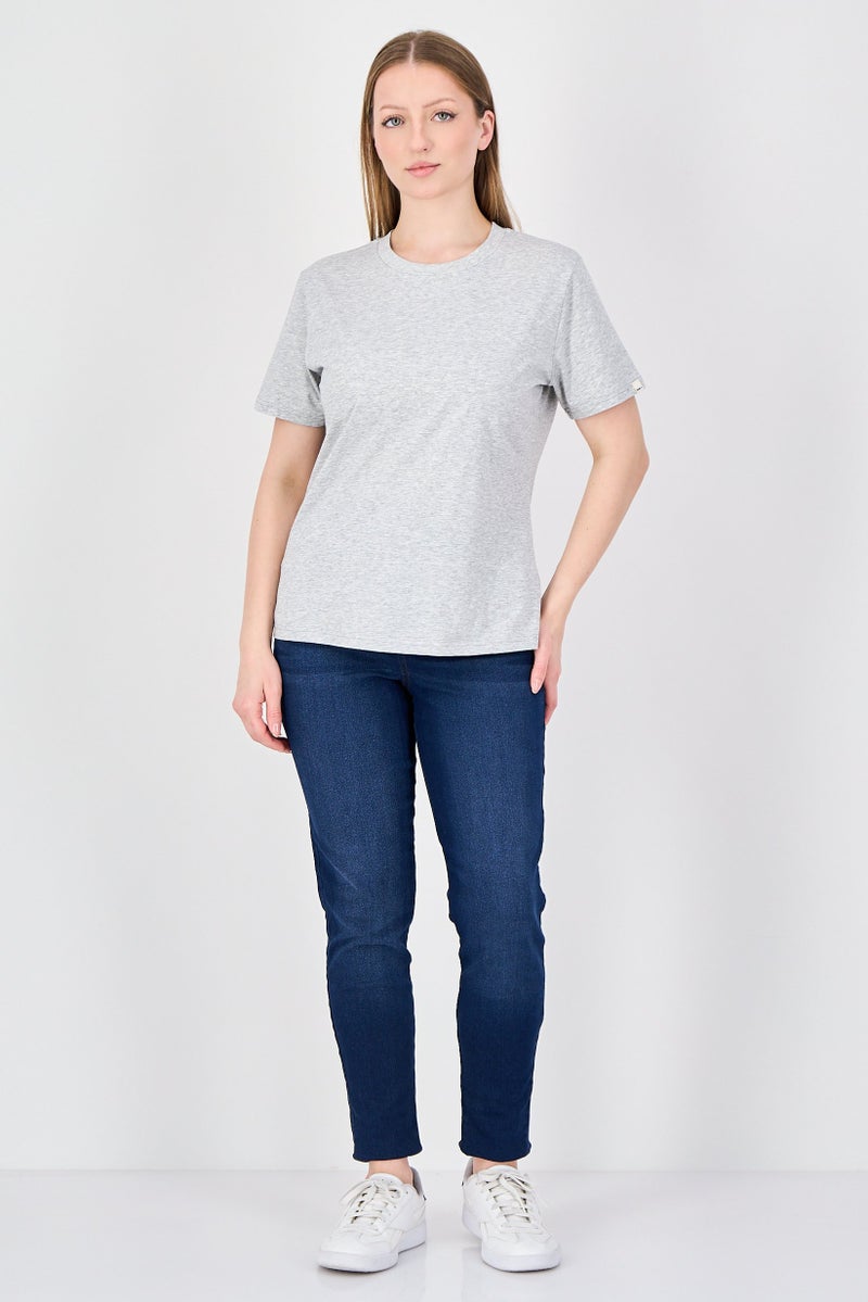 Fudo Comforts By Fudo Women Crew Neck Short Sleeve Heather T-Shirt, Grey - Image 4