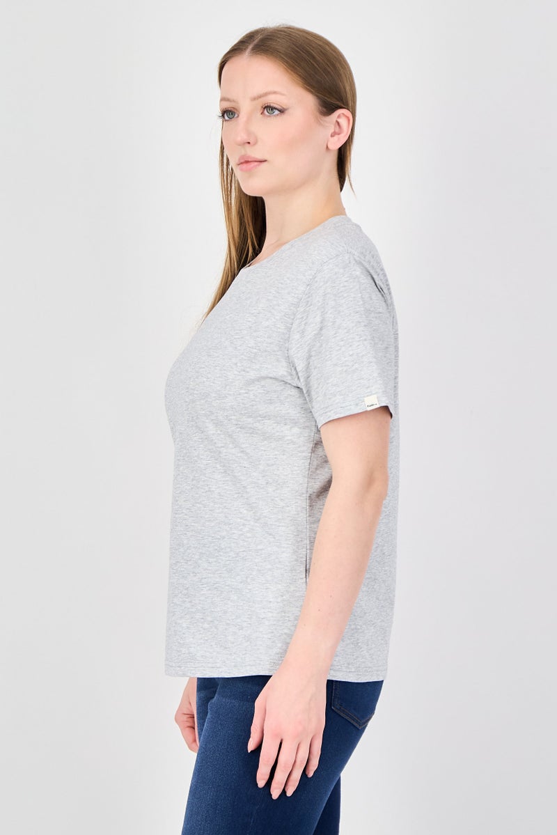 Fudo Comforts By Fudo Women Crew Neck Short Sleeve Heather T-Shirt, Grey - Image 3