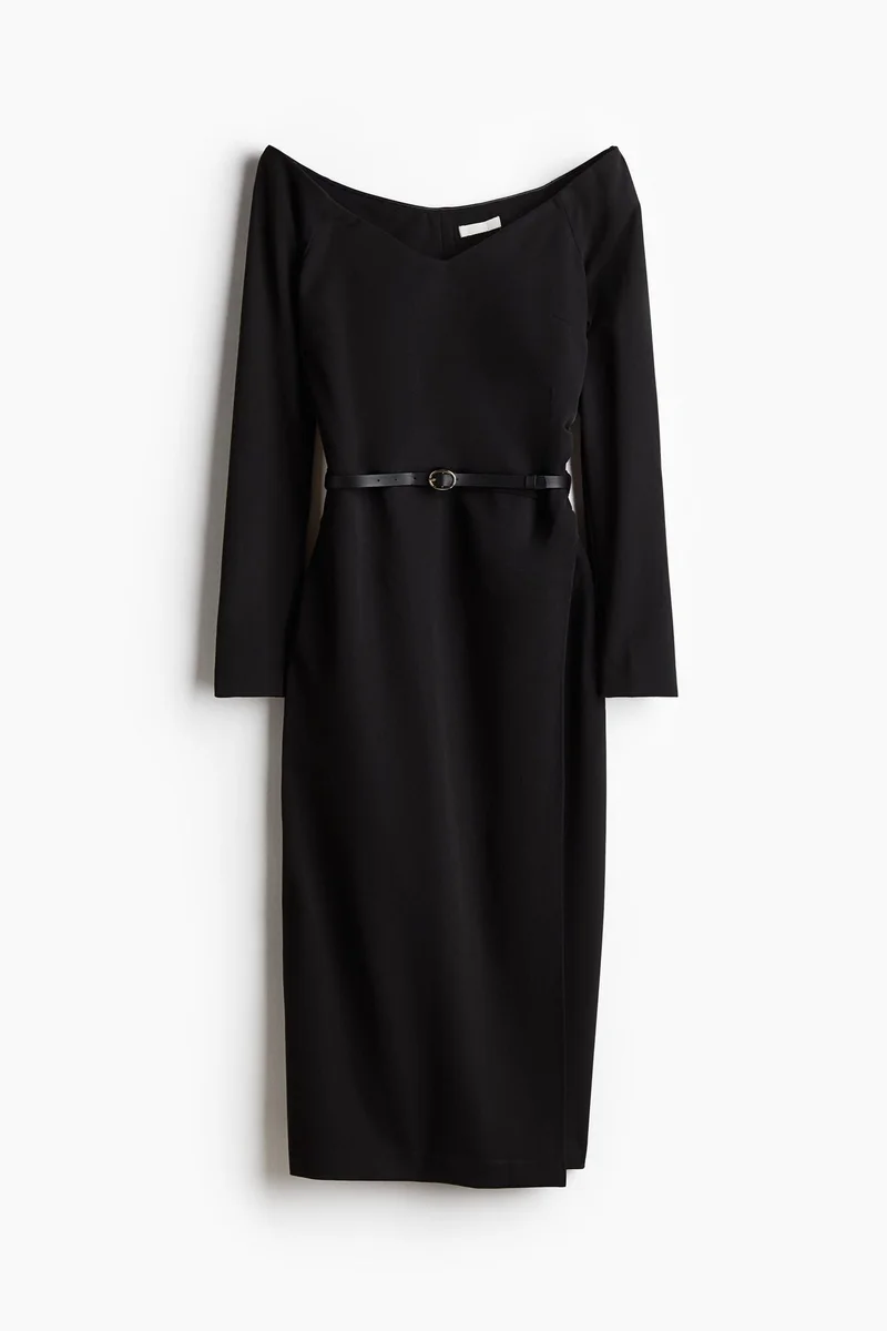H&M Belted off-the-shoulder dress