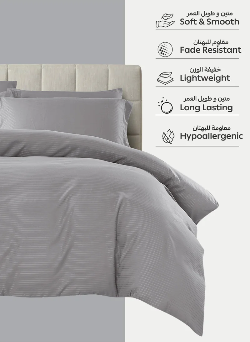 Donetella Striped Duvet Cover Set King Size 260x240 cm - 6-Pcs Bed Set, Microfiber Fabric - 1 Duvet Cover, 1 Fitted Sheet, 2 Pillow Sham, 2 Pillowcase (Filler Not Included)
