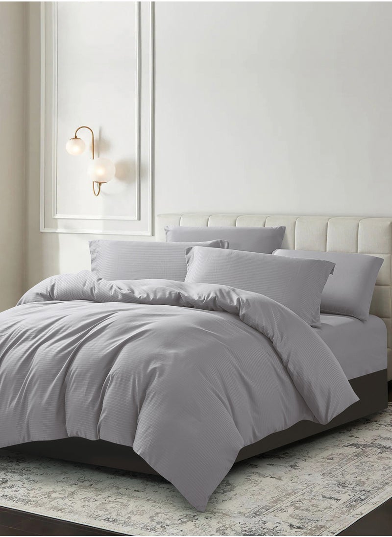 Donetella Striped Duvet Cover Set King Size 260x240 cm - 6-Pcs Bed Set, Microfiber Fabric - 1 Duvet Cover, 1 Fitted Sheet, 2 Pillow Sham, 2 Pillowcase (Filler Not Included)  - Image 2