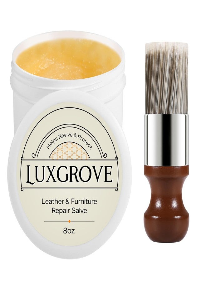 LUXGROVE® Leather & Furniture Repair Salve & Brush Set, Leather Cleaner and Conditioner for Furniture - UV Protectants Help Prevent Cracking or Fading, Wood, and Vinyl Conditioner - 8oz - Image 1