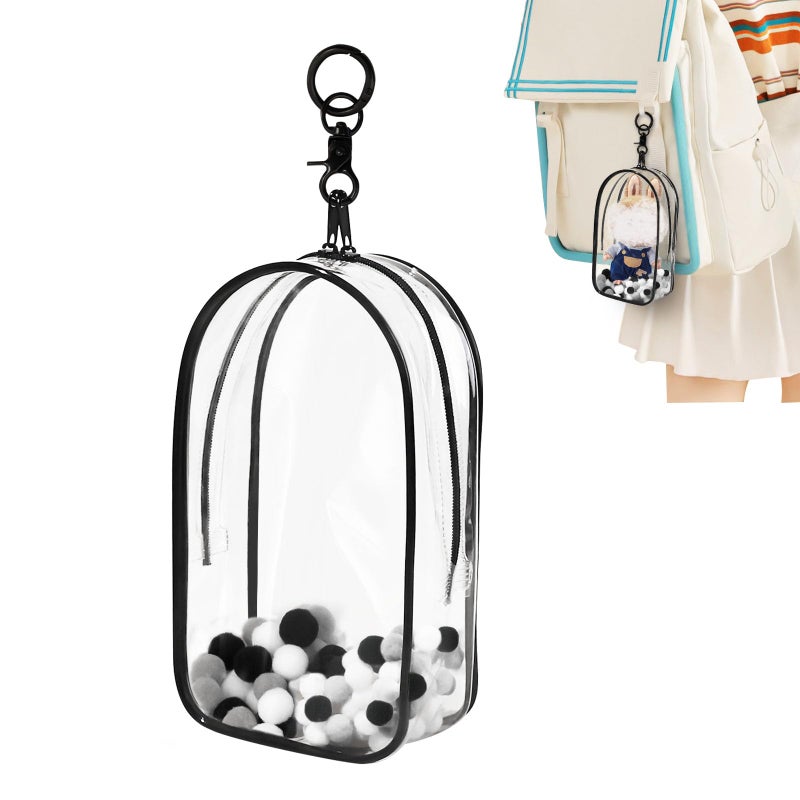 Aerbee Clear Figure Display Bag for LABUBU Thickening Figures Storage Bag with Keychain Medium Doll Hanging Blind Box Portable Douple Zipper Closure Dustproof Collectibles Case for Figures Dolls - Image 2