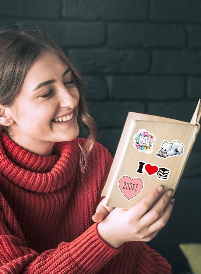 بشكل مختصر 220 قطعة ملصقات كتب للكندل، ملصقات أدبية لحالات الكيندل/كوبو/الكتاب الإلكتروني، إكسسوارات زجاجات المياه وأجهزة اللابتوب، مجموعة ملصقات قراءة هدايا لعشاق الكتب - Image 5