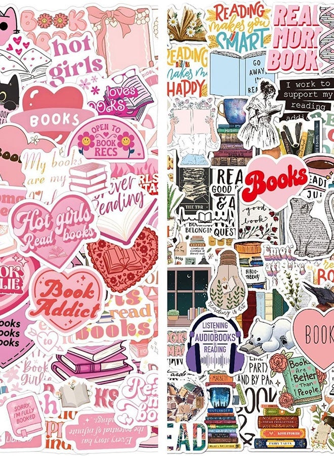 بشكل مختصر 220 قطعة ملصقات كتب للكندل، ملصقات أدبية لحالات الكيندل/كوبو/الكتاب الإلكتروني، إكسسوارات زجاجات المياه وأجهزة اللابتوب، مجموعة ملصقات قراءة هدايا لعشاق الكتب - Image 1