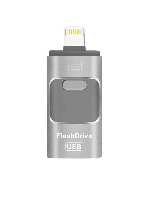 128GB USB Flash Drive, Shock Proof Durable External USB Flash Drive, Safe And Stable USB Memory Stick, Convenient And Fast I-flash Drive for Iphone, (128GB Silver Gray)