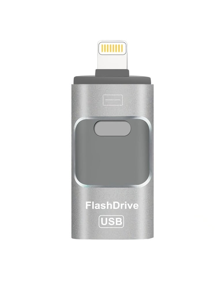 AROAQ 128GB USB Flash Drive, Shock Proof Durable External USB Flash Drive, Safe And Stable USB Memory Stick, Convenient And Fast I-flash Drive for Iphone, (128GB Silver Gray)  - Image 1