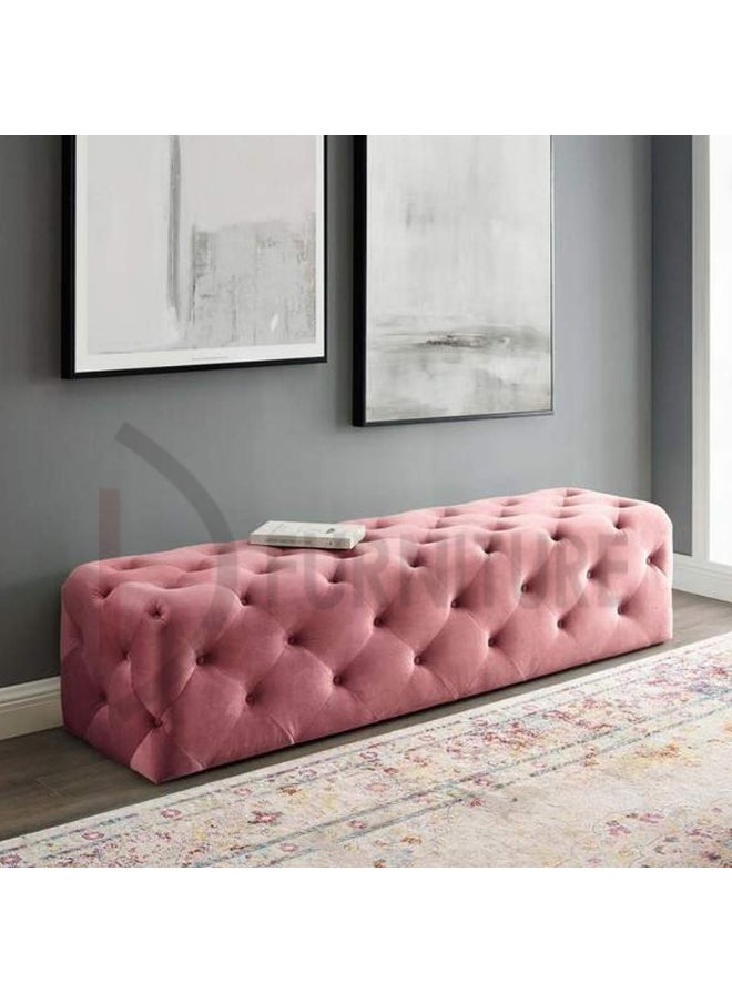 DIVINE FURNITURE Upholstered Button Tufted Ottoman Bench  - Image 1