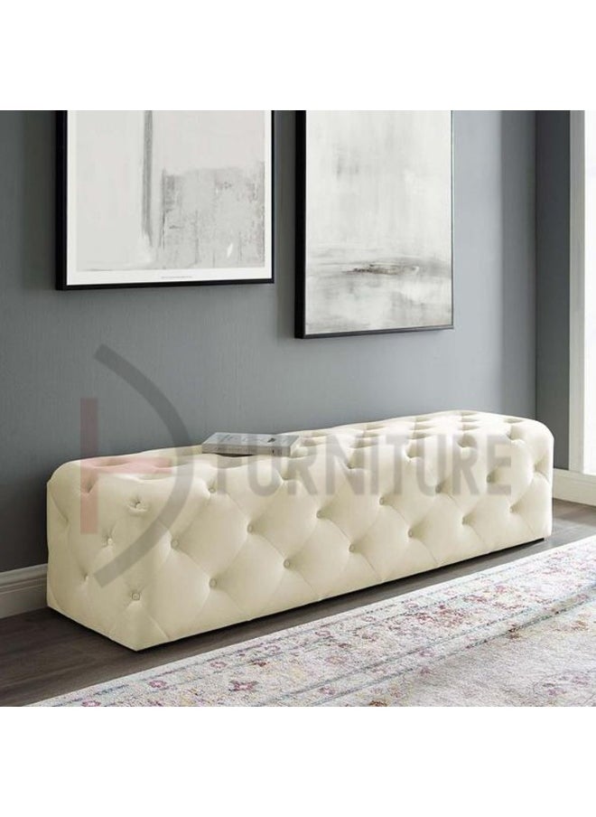 DIVINE FURNITURE Upholstered Button Tufted Ottoman Bench  - Image 3