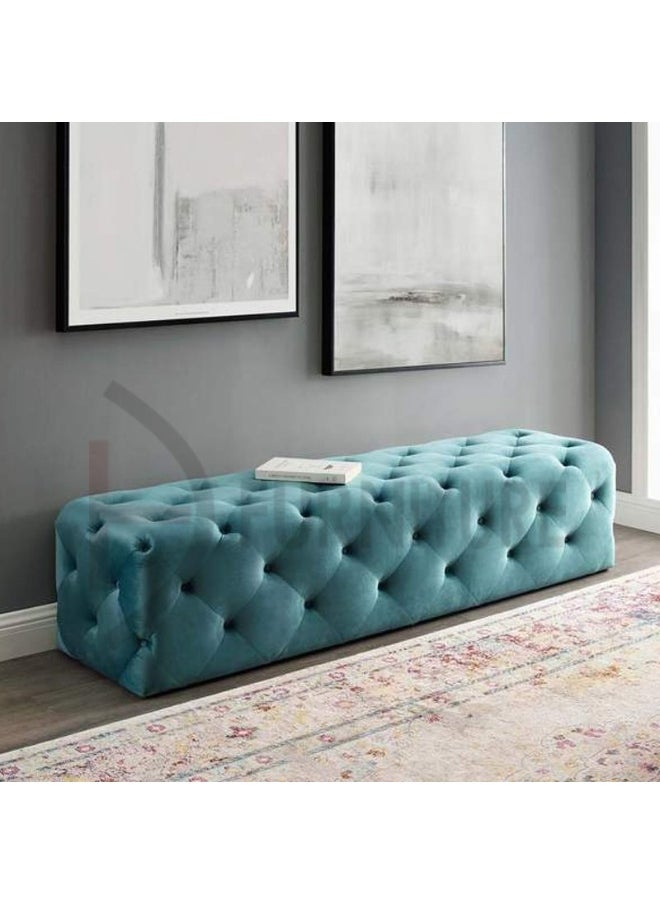 DIVINE FURNITURE Upholstered Button Tufted Ottoman Bench  - Image 2