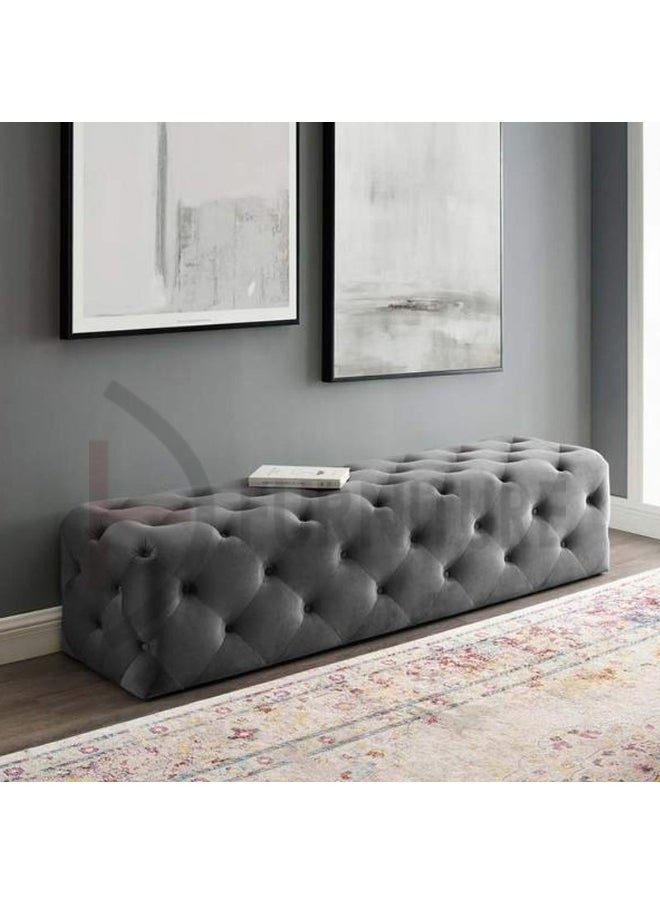 DIVINE FURNITURE Upholstered Button Tufted Ottoman Bench  - Image 5