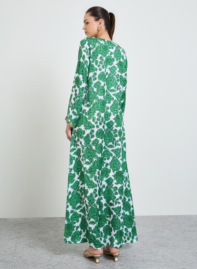 مكسيم كريشن جلابية طويلة مزينة بطبعة زهور - Image 3