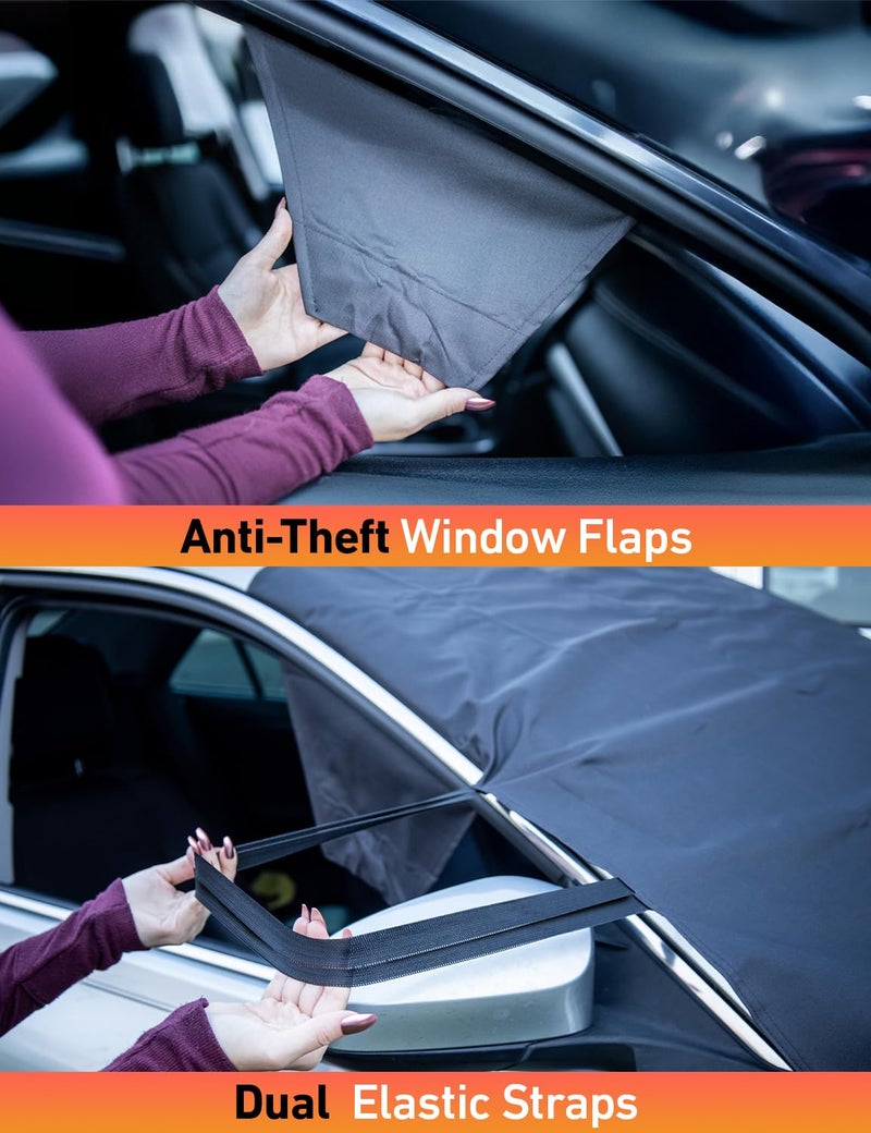 EcoNour Car Snow Cover Compatible for Mazda CX5 CX50 | Windshield Cover for Ice and Snow with S-Hook Straps | Heavy-Duty 600D Oxford Winter Car Cover, Waterproof & Anti-Slip - Image 2