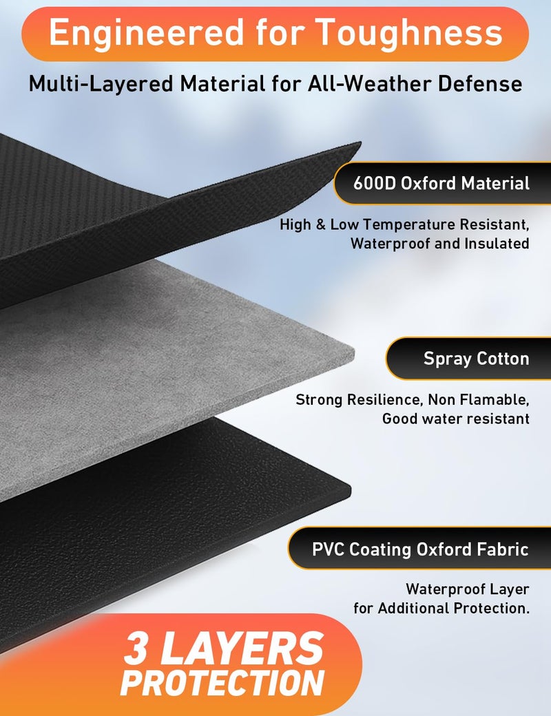 EcoNour Car Snow Cover Compatible for Mazda CX5 CX50 | Windshield Cover for Ice and Snow with S-Hook Straps | Heavy-Duty 600D Oxford Winter Car Cover, Waterproof & Anti-Slip - Image 5