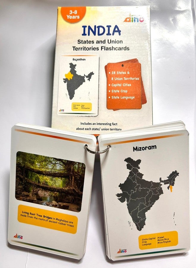 Learning Dino India States and Capital Flashcards | India States & Union Territories Flashcards - 36 Flashcards with Ring - Image 5