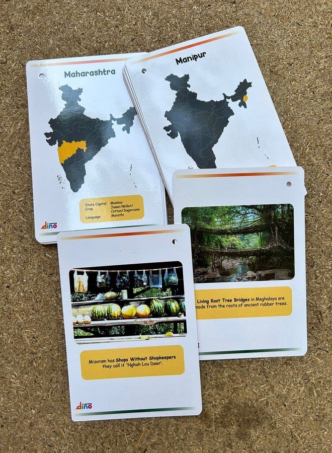 Learning Dino India States and Capital Flashcards | India States & Union Territories Flashcards - 36 Flashcards with Ring - Image 4