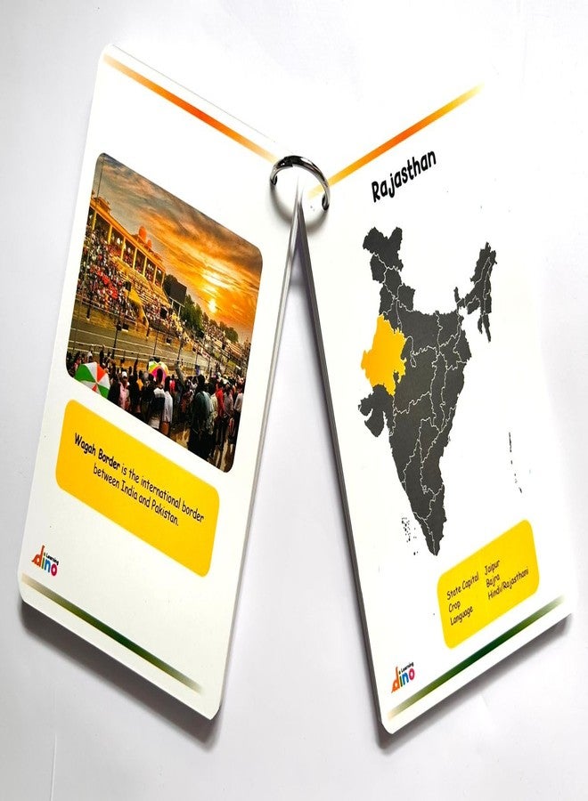 Learning Dino India States and Capital Flashcards | India States & Union Territories Flashcards - 36 Flashcards with Ring - Image 3