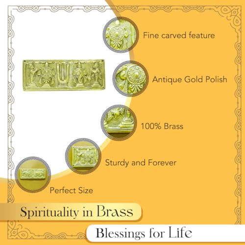 Ekhasa Brass Shankh Chakra Tilak for Door | Tirupati Balaji Shank Chakra Tilak Hanging for Entrance | Lord Venkateswara Shanku Chakra Namam for Vasthu Decoration Items | Vishnu Sangu Chakra for Gift - Image 2