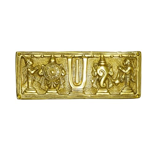 Ekhasa Brass Shankh Chakra Tilak for Door | Tirupati Balaji Shank Chakra Tilak Hanging for Entrance | Lord Venkateswara Shanku Chakra Namam for Vasthu Decoration Items | Vishnu Sangu Chakra for Gift - Image 5