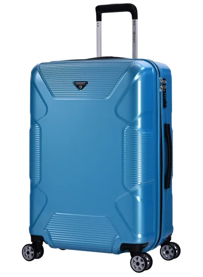 إيمينينت Hard Case Travel Bag Medium Luggage Trolley Polycarbonate Lightweight Suitcase 4 Quiet Double Spinner Wheels With Tsa Lock KJ84 Bright Blue