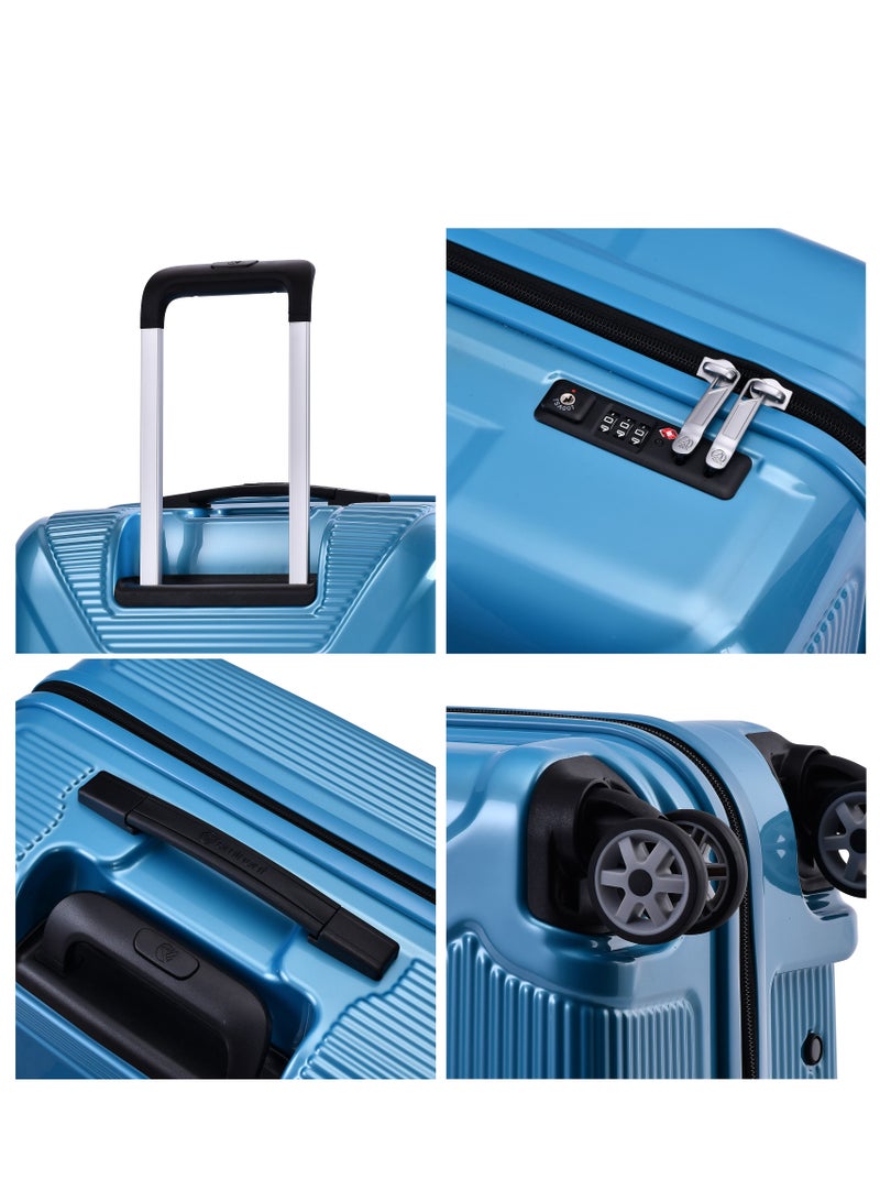 إيمينينت حقيبة سفر صلبة متوسطة بعجلات دوارة مزدوجة وهيكل من البولي كربونات خفيف الوزن مع قفل  بلون أزرق ساطع - Image 4
